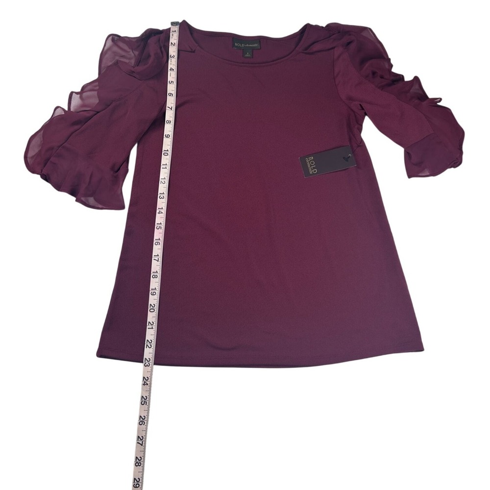Bold Elements Zinfandel Cold Shoulder Ruffle Sleeve Blouse Size Small New NWT - Picture 8 of 10